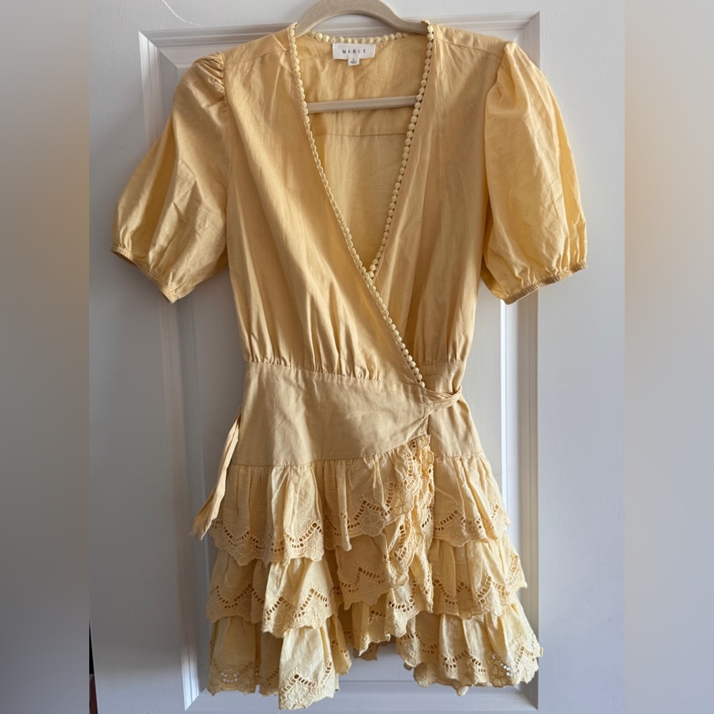 Mable Ruffle Layered skirt Wrap Mini Dress